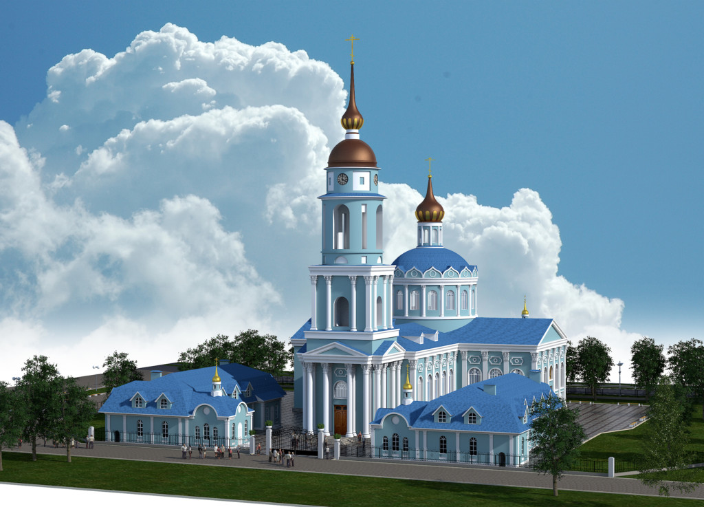 Фасад Казанского собора в Людинове
